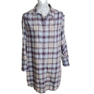 Pendleton Shirt Dress Plaid Cotton Long Sleeve Knee Length Women's Medium